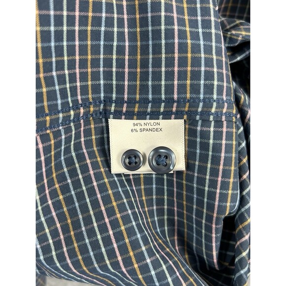 Peter Millar Summer Comfort Shirt Men's Blue Check Long Sleeve Stretch Medium - Picture 8 of 8